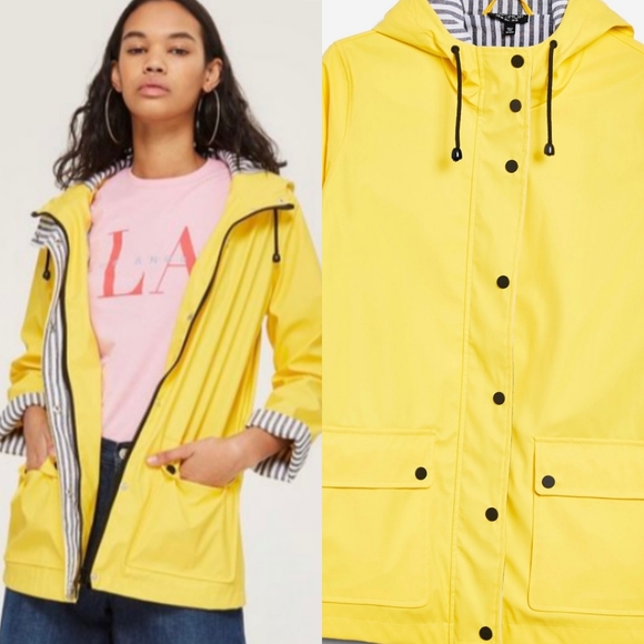 Rain Jacket Coat Striped Cotton Lining 